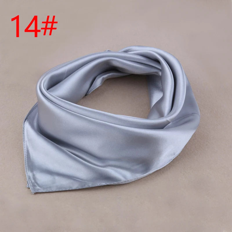 60Cm*60Cm Women Silk Feel Satin Square Scarf Small Plain Neckerchief Scarf Bandana