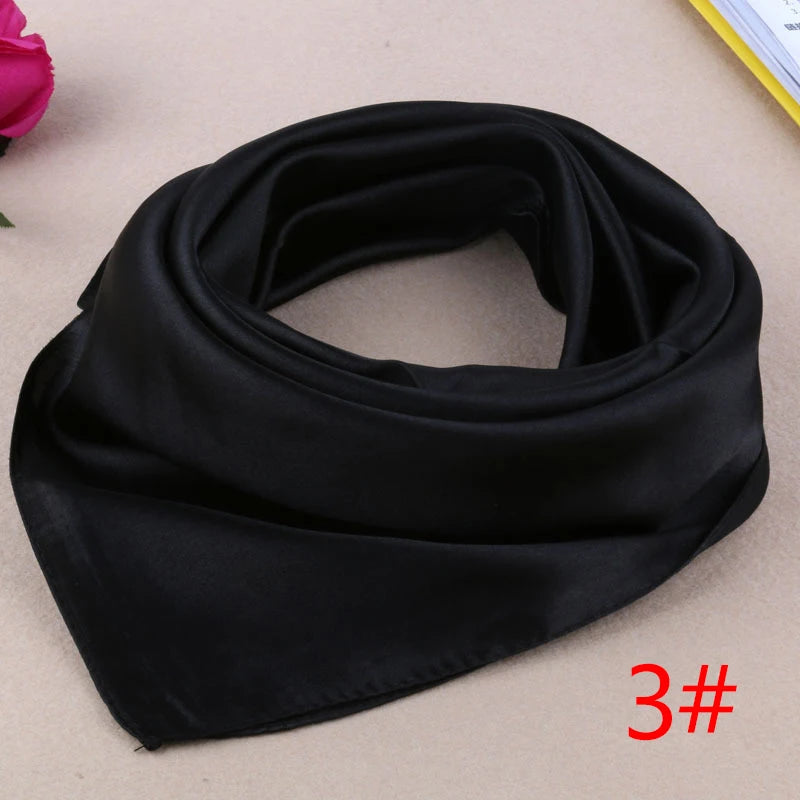 60Cm*60Cm Women Silk Feel Satin Square Scarf Small Plain Neckerchief Scarf Bandana