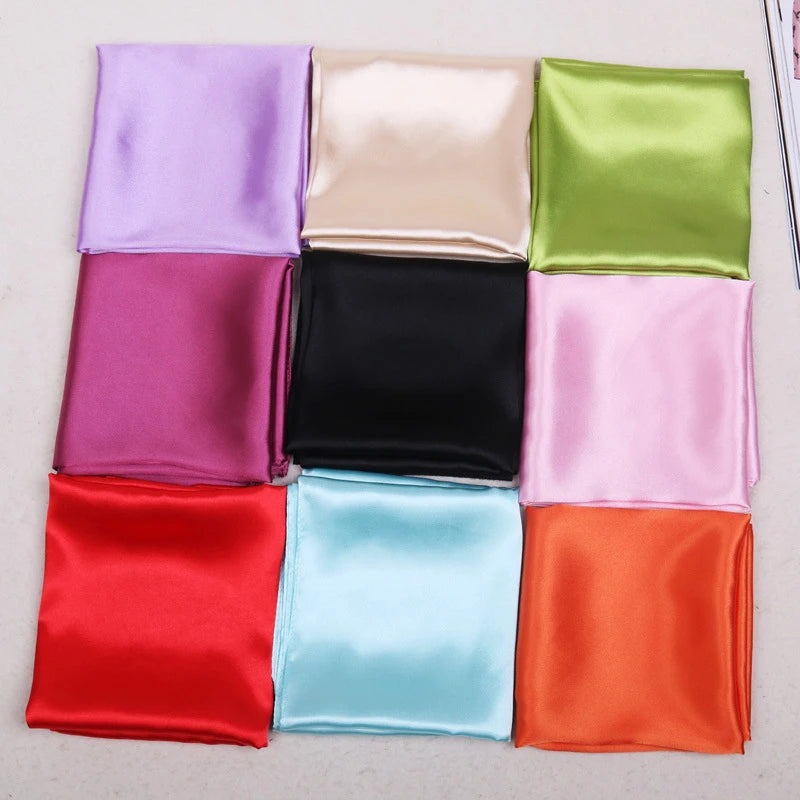 60Cm*60Cm Women Silk Feel Satin Square Scarf Small Plain Neckerchief Scarf Bandana