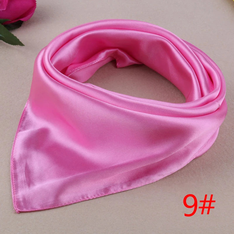 60Cm*60Cm Women Silk Feel Satin Square Scarf Small Plain Neckerchief Scarf Bandana