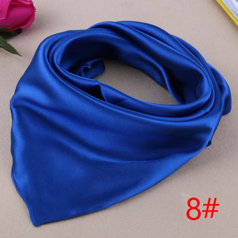 60Cm*60Cm Women Silk Feel Satin Square Scarf Small Plain Neckerchief Scarf Bandana