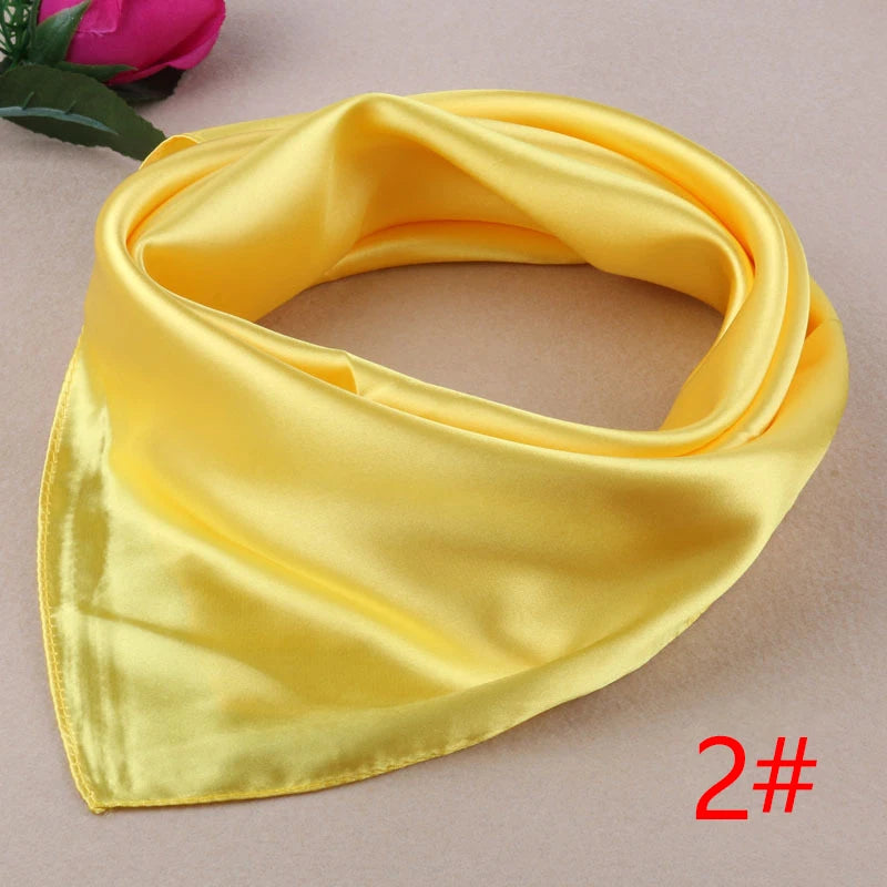 60Cm*60Cm Women Silk Feel Satin Square Scarf Small Plain Neckerchief Scarf Bandana