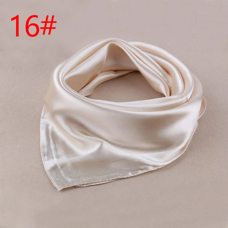 60Cm*60Cm Women Silk Feel Satin Square Scarf Small Plain Neckerchief Scarf Bandana