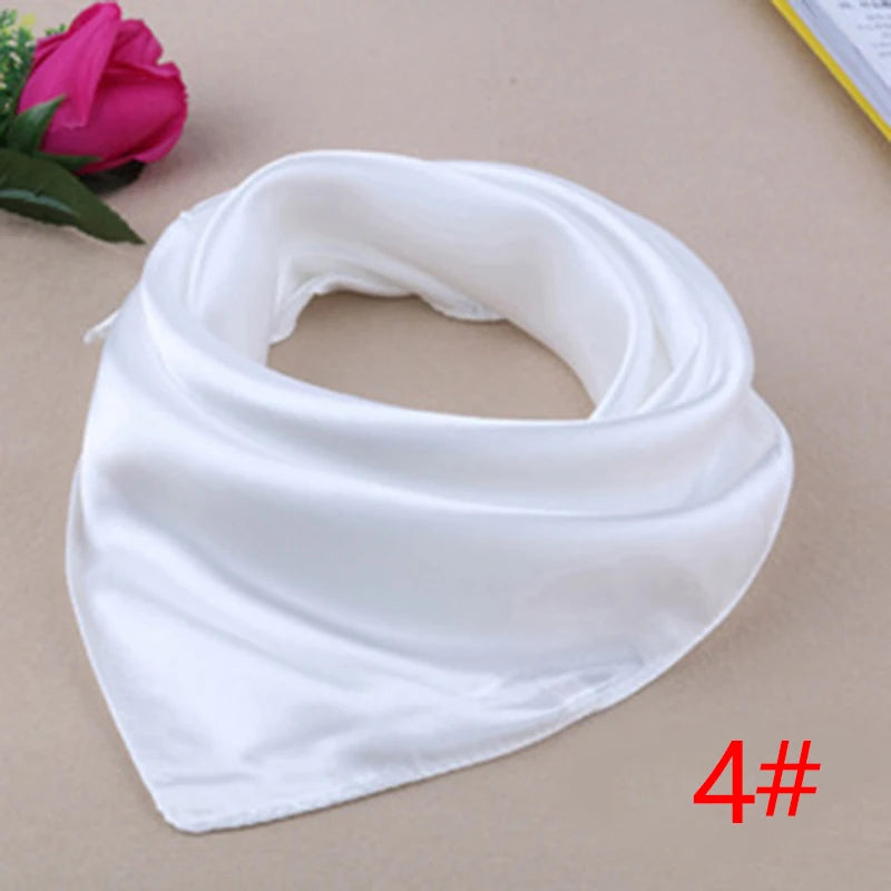 60Cm*60Cm Women Silk Feel Satin Square Scarf Small Plain Neckerchief Scarf Bandana