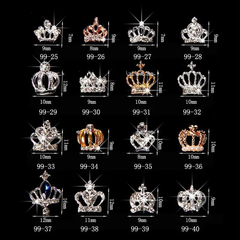 10Pcs/Lot 3D Nail Art Jewelry Silver & Gold Crown Shape Nail Jewelry Shining Crystal Rhinestones Nail Jewelry Accessories ML723#