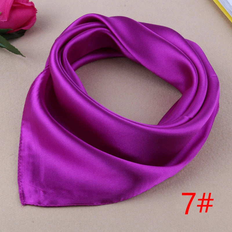 60Cm*60Cm Women Silk Feel Satin Square Scarf Small Plain Neckerchief Scarf Bandana