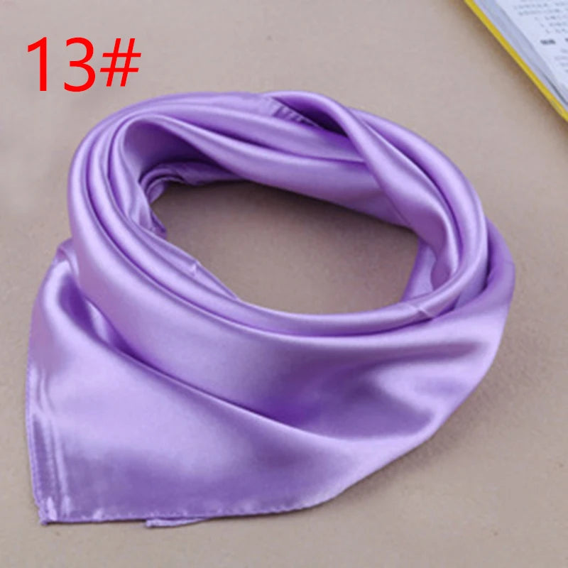 60Cm*60Cm Women Silk Feel Satin Square Scarf Small Plain Neckerchief Scarf Bandana