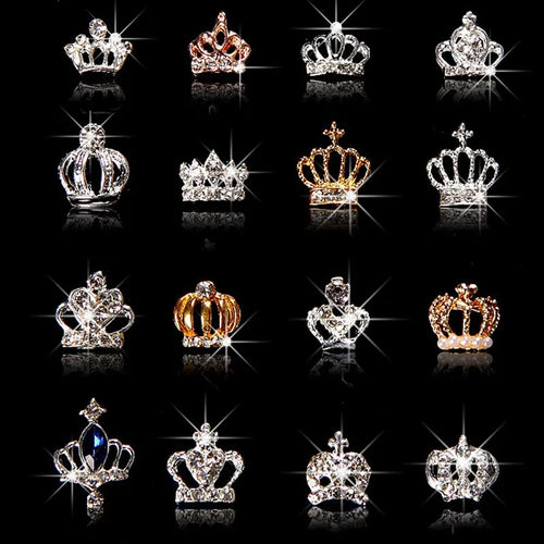 10Pcs/Lot 3D Nail Art Jewelry Silver & Gold Crown Shape Nail Jewelry Shining Crystal Rhinestones Nail Jewelry Accessories ML723#
