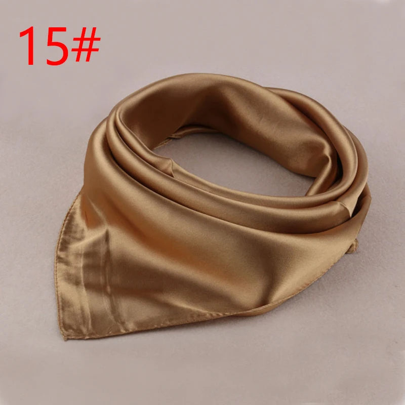 60Cm*60Cm Women Silk Feel Satin Square Scarf Small Plain Neckerchief Scarf Bandana