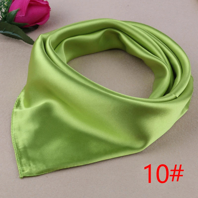60Cm*60Cm Women Silk Feel Satin Square Scarf Small Plain Neckerchief Scarf Bandana